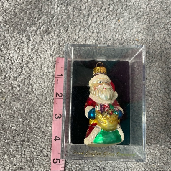 Santa Claus with Toy Bag Christmas Tree Ornament Hand Blown Glass New in Box - Picture 8 of 8